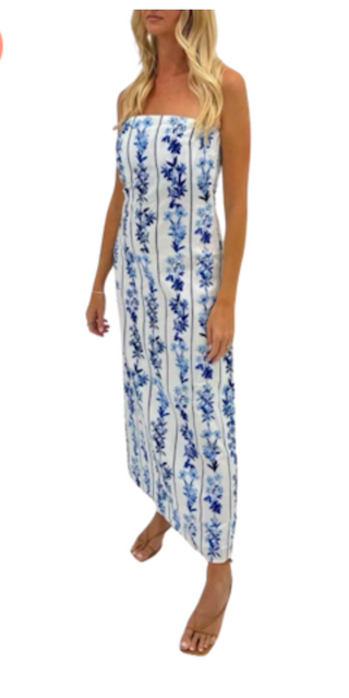 Wess Midi in Blue Floral Stripe