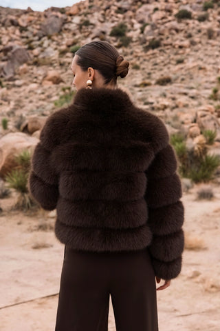 Elevated Evenings Faux Fur Jacket, Brown