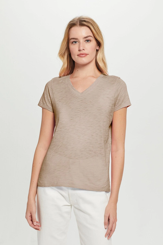 Signature Slub V Neck Boy Tee in String