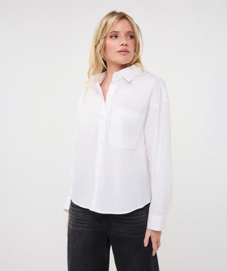 Blouse Oversized Pocket Poplin, Off-White