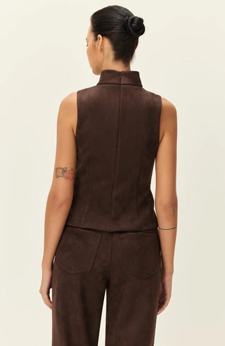Tienne Faux Suede Top , Chocolate Fondant
