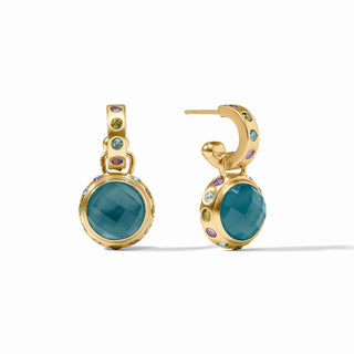 Rainbow Hoop & Charm Earring-Iridescent Montana Blue