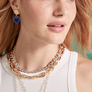 Love Enchanted Heart Earring in Lapis
