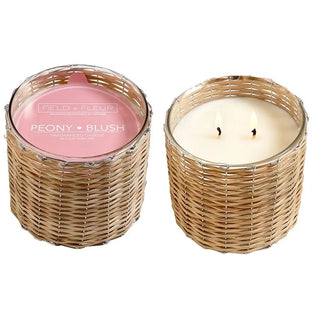 Peony Blush 2 Wick Handwoven Candle 12oz