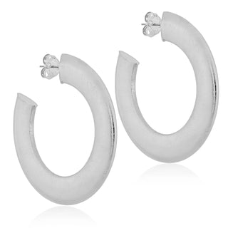 Irene Hoops- Brushed Silver Plated