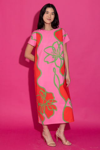 Elliott Dress, Fuschia Outline