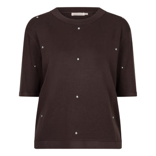 Short-Sleeve Sweater With Studs , Cacao