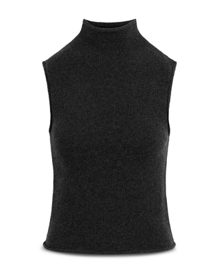 The Stevie Sleeveless Roll Neck Sweater, Charcoal