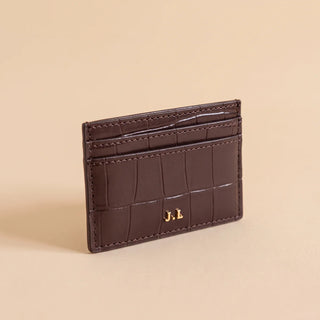 Card Case, Espresso Croc