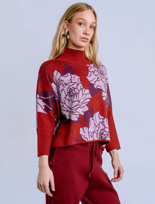 Peony "Aja" Sweater, Lunar Red