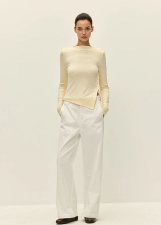 Cary Ribbed Assymmetric Top, Pear