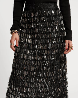 Shimmy Skirt Sequin Mesh Black, Black