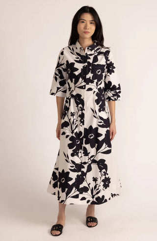 Justine Dress, Black Cream Floral