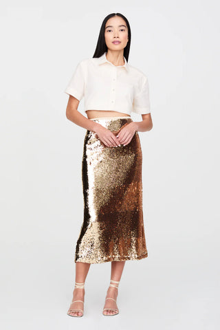 Wray Sequin Skirt - Taupe