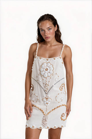 Rhea Seashell Dress, Off White Off White / S