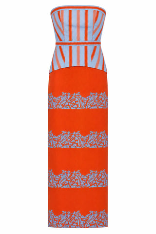 Hampton Midi Dres,  Coral Vine Stripe