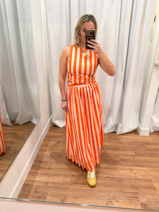 Daphne Skirt, Orange and White