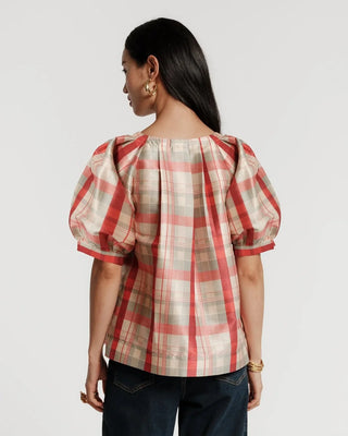 Zonda Top Fv Plaid Poly Dupion Red/Blue/Multi, Red/Blue/Multi