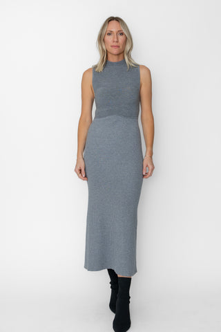 Maryline Ribbed Sweater Dress, Charcoal
