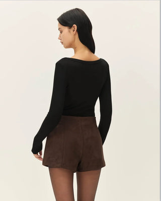 Marais Faux Suede Shorts , Chocolate Fondant