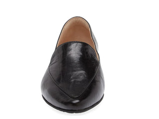 Ace Point Toe Flat in Black Leather