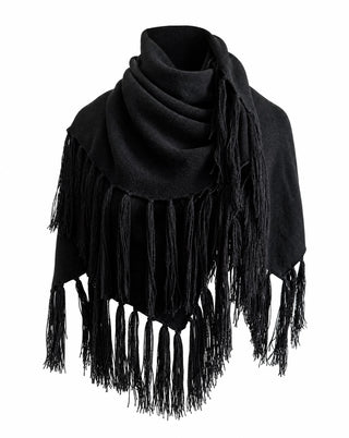 Cashmere Fringe Shawl, Black