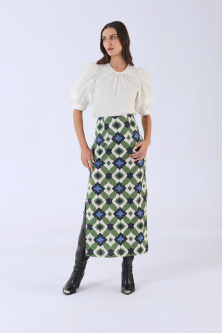 Aspen Skirt in Mosaic Green