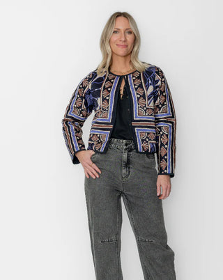 Colette Reversible Quilted Jacket, Fleur Scarf Print