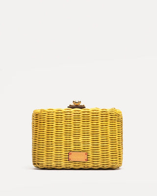 Canary Yellow Paige Wicker Box Clutch