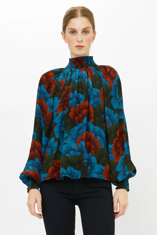 High Neck Blouse, Madrid Blue
