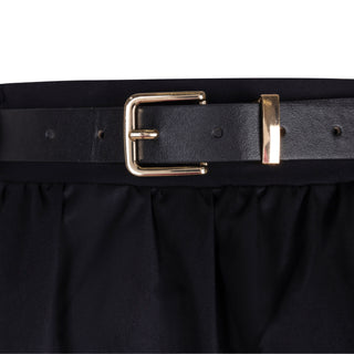 Long Poplin Skirt with Pockets, Black