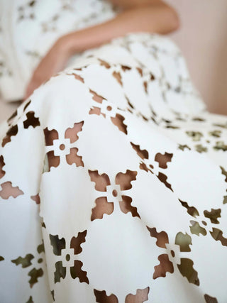 Elizabeth Skirt, White Laser Cut Leather
