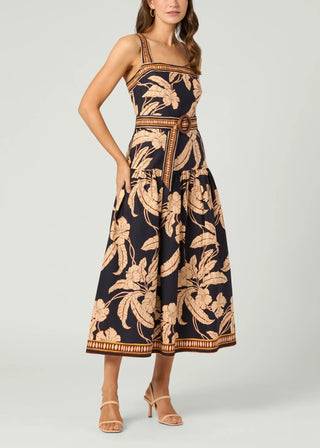 Kora Dress in Navy/Khaki Multi
