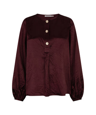 Silk Long Sleeve Blouse, Merlot