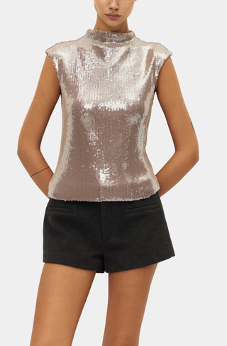 Sabrina Sequin Top, Mink