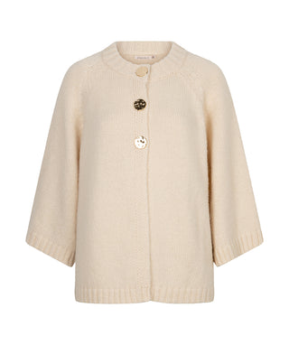 Short Sleeve Sweater With Buttons , Biscuit
