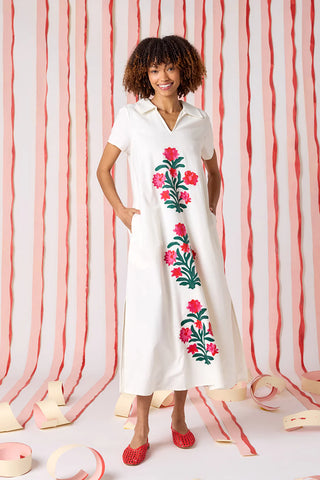 Franny Dress, Ivory W/ Embroidery