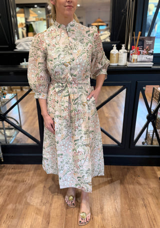 Stand Collar A-Line Dress, Vintage Meadow