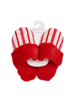 ASSORTED SET OF 2 SIZES CANDY STRIPE SLIPPERS, Multi