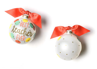 Best Teacher Ever Glass Ornament