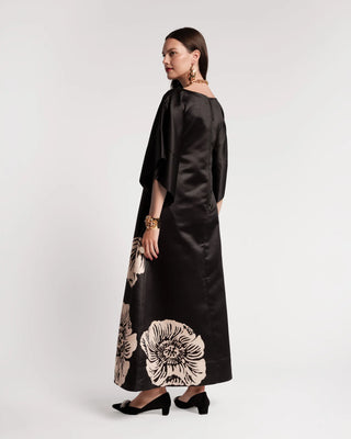 Spinnaker Maxi Dress, Black/Camel