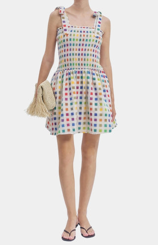 Estella Dress, Rainbow Grid