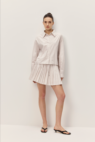 Danika Shirt, Taupe Stripe