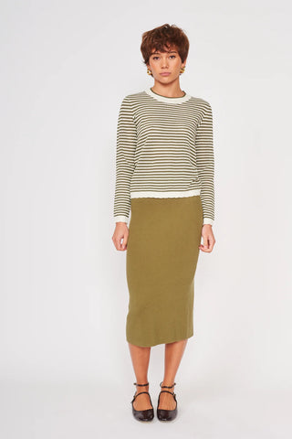 Cori Top, Ivory Sage Stripe