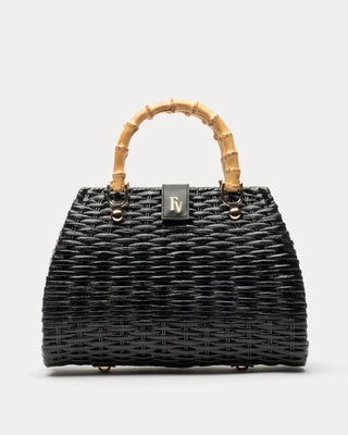 Rooster Wicker Basket Bag - Black