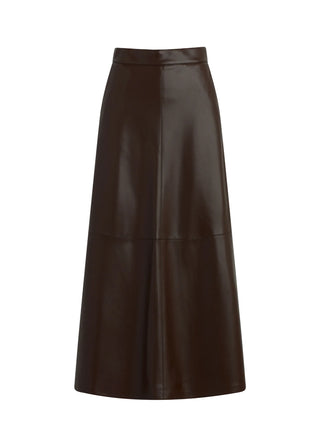 The Tavi Vegan Leather Skirt, Coffee Bean