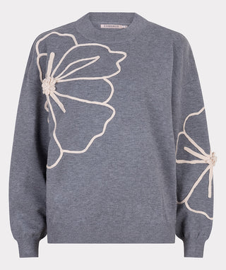 Sweater Tape Flower Patch in Grey Melange