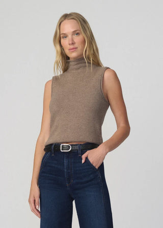 The Stevie Sleeveless Roll Neck Sweater, Mink