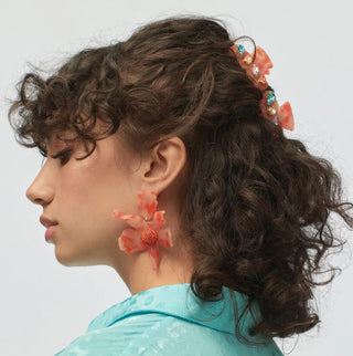 Papaya Crystal Lilly Earrings