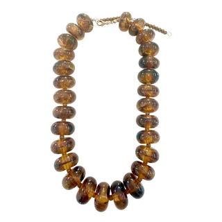 Marlan Chunky Beaded Necklace  - Tortoise